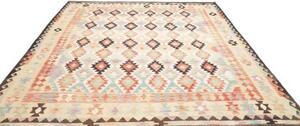 Tappeto Kilim Geometrico Avorio Terracotta 255x304 Cm