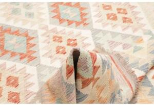 Tappeto Kilim Geometrico Avorio Grigio Chiaro 199x291 Cm