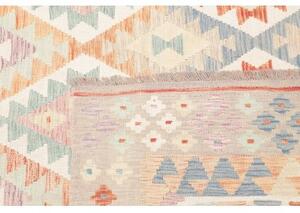 Tappeto Kilim Geometrico Avorio Grigio Chiaro 199x291 Cm