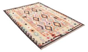 Tappeto Kilim Geometrico Beige Arancione 131x177 Cm