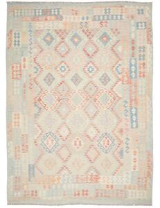 Tappeto Kilim Geometrico Azzurro Beige 250x343 Cm