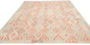 Tappeto Kilim Geometrico Beige Rosso Corallo 253x347 Cm