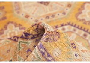 Tappeto Kazak Washed Stilizzato Giallo Senape Viola 100x147 Cm