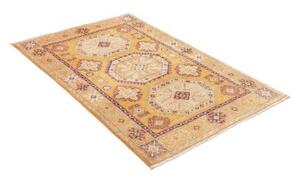Tappeto Kazak Washed Stilizzato Giallo Senape Viola 100x147 Cm