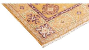 Tappeto Kazak Washed Stilizzato Giallo Senape Viola 100x147 Cm