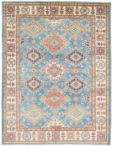 Tappeto Kazak Washed Geometrico Azzurro Avorio 151x199 Cm
