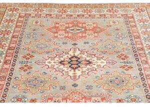 Tappeto Kazak Washed Stilizzato Verde Salvia Rosso Corallo 147x200 Cm