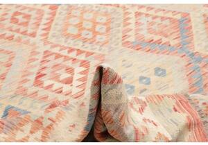 Tappeto Kilim Geometrico Rosa Antico Azzurro 318x392 Cm