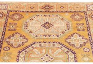 Tappeto Kazak Washed Stilizzato Giallo Senape Viola 100x147 Cm