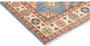 Tappeto Kazak Washed Stilizzato Blu Rosso Ruggine 102x158 Cm