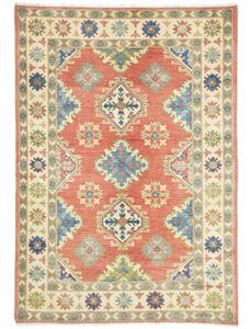 Tappeto Kazak Washed Stilizzato Rosso Mattone Beige 105x147 Cm