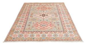 Tappeto Kazak Washed Stilizzato Verde Salvia Rosso Corallo 147x200 Cm