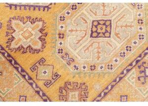 Tappeto Kazak Washed Stilizzato Giallo Senape Viola 100x147 Cm