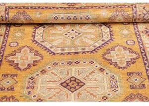 Tappeto Kazak Washed Stilizzato Giallo Senape Viola 100x147 Cm