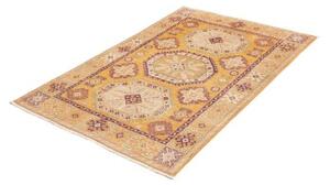 Tappeto Kazak Washed Stilizzato Giallo Senape Viola 100x147 Cm