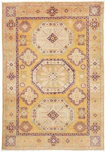 Tappeto Kazak Washed Stilizzato Giallo Senape Viola 100x147 Cm