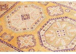 Tappeto Kazak Washed Stilizzato Giallo Senape Viola 100x147 Cm