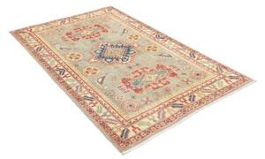 Tappeto Kazak Washed Stilizzato Grigio Azzurro Rosso 120x184 Cm
