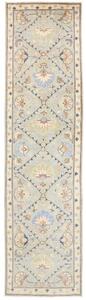 Tappeto Kazak Washed Stilizzato Verde Salvia Blu Corsia 77x302 Cm