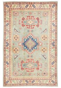 Tappeto Kazak Washed Stilizzato Grigio Azzurro Rosso 120x184 Cm