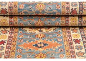 Tappeto Kazak Washed Stilizzato Blu Cielo Avorio Corsia 81x302 Cm
