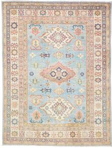 Tappeto Kazak Washed Stilizzato Azzurro Beige 154x201 Cm
