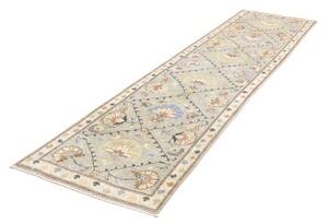 Tappeto Kazak Washed Stilizzato Verde Salvia Blu Corsia 77x302 Cm