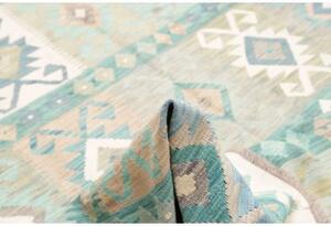 Tappeto Kilim Geometrico Azzurro Beige 248x295 Cm