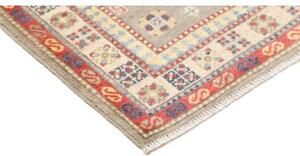 Tappeto Kazak Washed Stilizzato Grigio Rosso Mattone Corsia 80x252 Cm