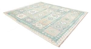 Tappeto Kilim Geometrico Azzurro Beige 248x295 Cm