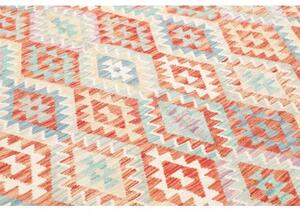 Tappeto Kilim Geometrico Avorio Rosso Mattone 214x296 Cm