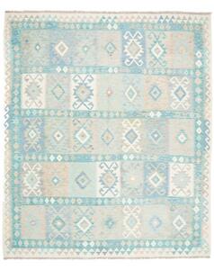Tappeto Kilim Geometrico Azzurro Beige 248x295 Cm