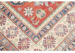 Tappeto Kazak Washed Stilizzato Rosso Mattone Blu Avio 152x202 Cm