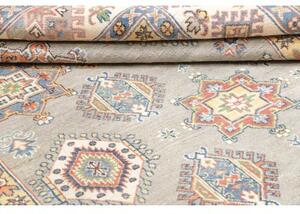 Tappeto Kazak Washed Geometrico Grigio Multicolore 197x296 Cm