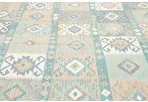 Tappeto Kilim Geometrico Azzurro Beige 248x295 Cm