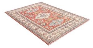 Tappeto Kazak Washed Stilizzato Rosso Mattone Blu Avio 152x202 Cm