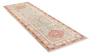 Tappeto Kazak Washed Stilizzato Grigio Rosso Mattone Corsia 80x252 Cm