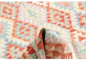 Tappeto Kilim Geometrico Avorio Rosso Mattone 214x296 Cm