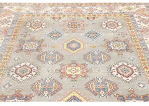 Tappeto Kazak Washed Geometrico Grigio Multicolore 197x296 Cm