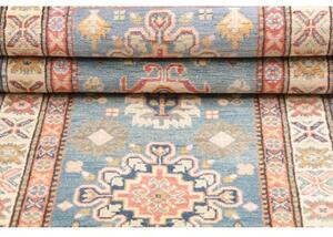 Tappeto Kazak Geometrico Celeste Beige 82x200 Cm