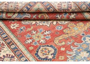 Tappeto Kazak Washed Stilizzato Rosso Mattone Blu Avio 152x202 Cm