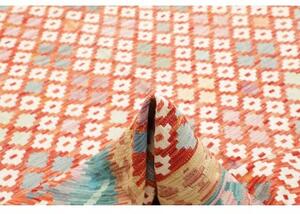 Tappeto Kilim Geometrico Arancione Azzurro 252x301 Cm