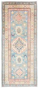 Tappeto Kazak Geometrico Celeste Beige 82x200 Cm