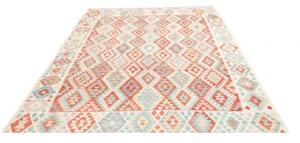 Tappeto Kilim Geometrico Avorio Rosso Mattone 214x296 Cm