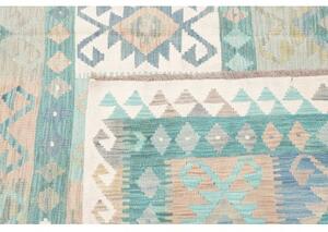 Tappeto Kilim Geometrico Azzurro Beige 248x295 Cm