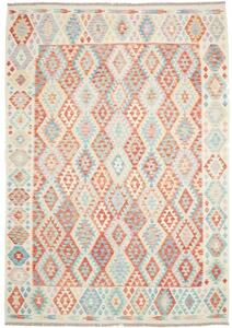 Tappeto Kilim Geometrico Avorio Rosso Mattone 214x296 Cm