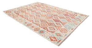 Tappeto Kilim Geometrico Avorio Rosso Mattone 214x296 Cm