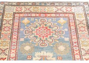 Tappeto Kazak Geometrico Celeste Beige 82x200 Cm