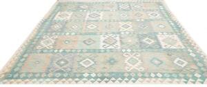 Tappeto Kilim Geometrico Azzurro Beige 248x295 Cm