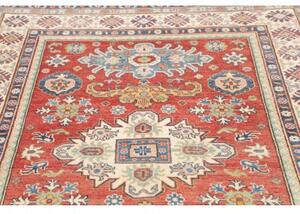 Tappeto Kazak Washed Stilizzato Rosso Mattone Blu Avio 152x202 Cm